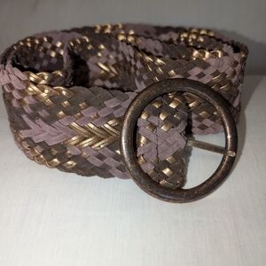Braided Brown and Gold Women's Belt